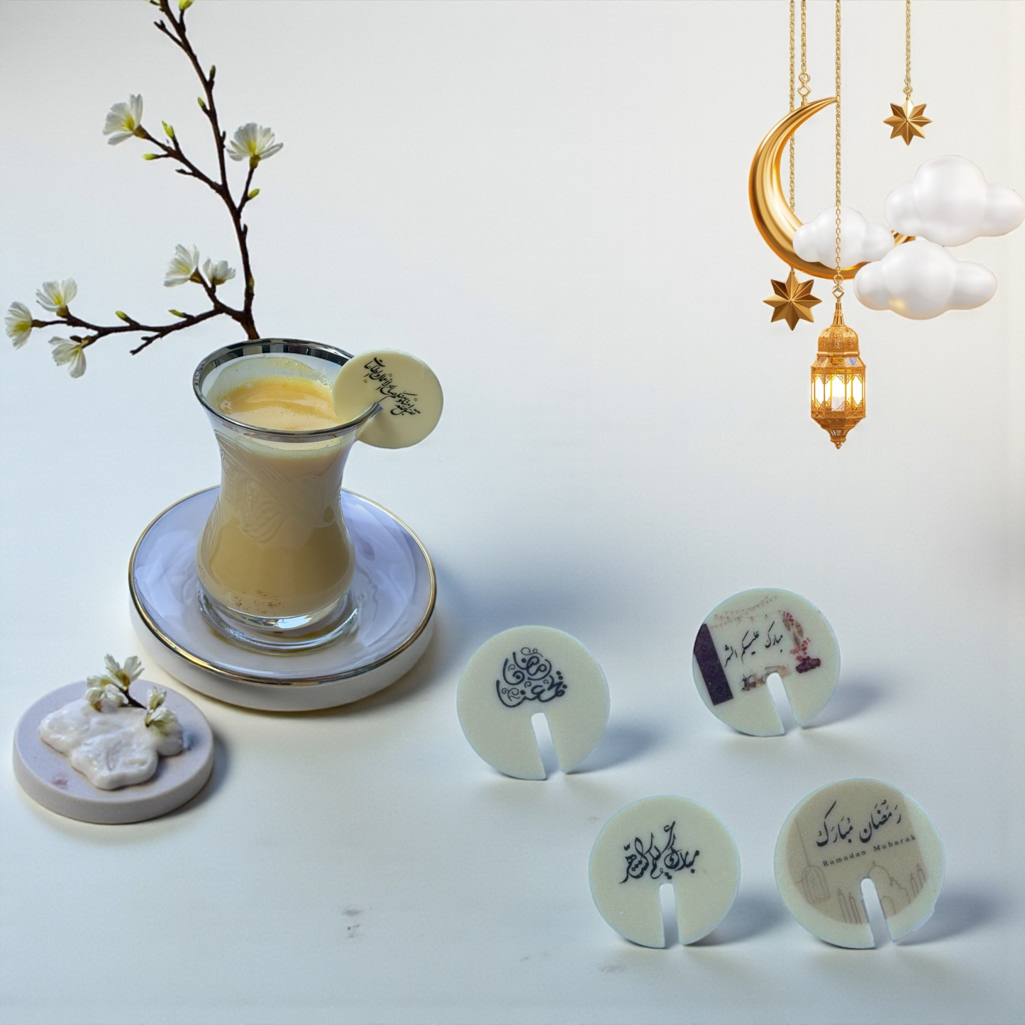 Ramadan Coffee Chocolate Discs with Hole – 35 Pieces (Printable) شوكليت كوفي رمضانية مثقوبة للطباعة – 35 قطعة