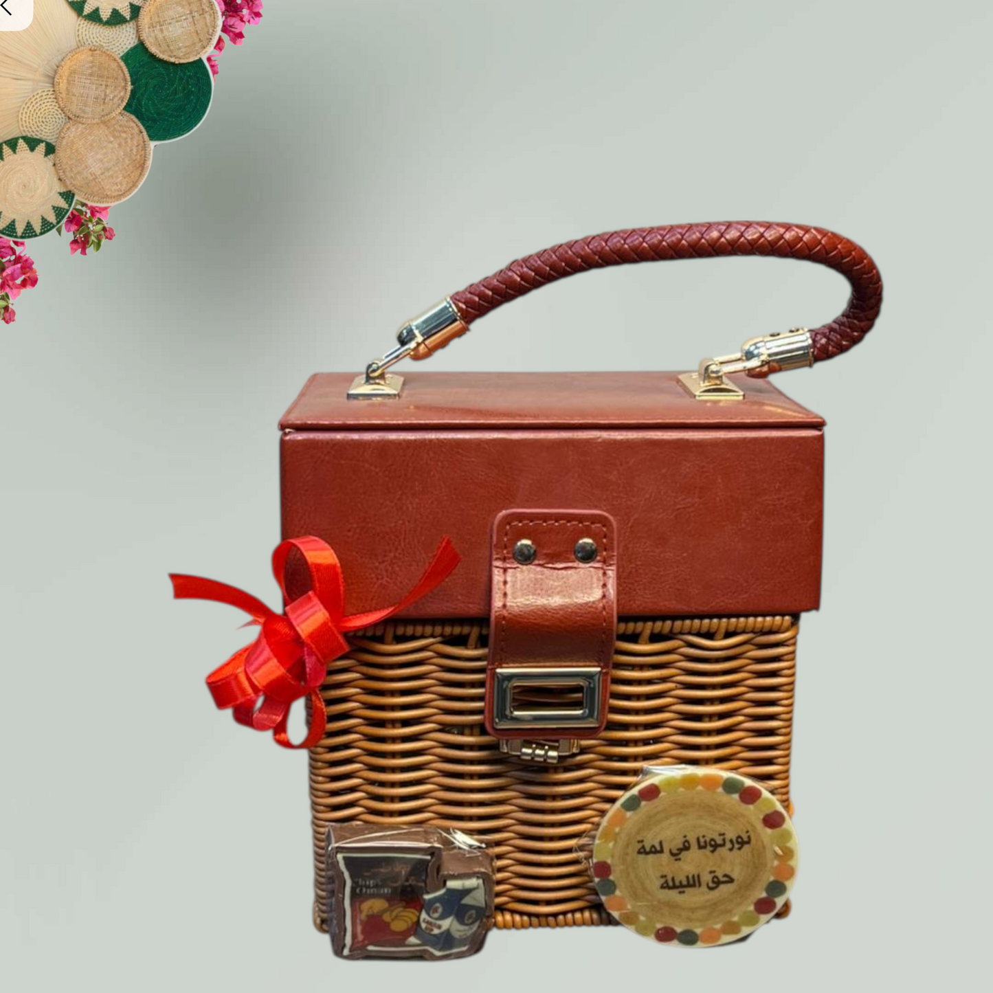 شنطة بيد من الخوص حجم وسط توزيعات مشكل– حق الليلة