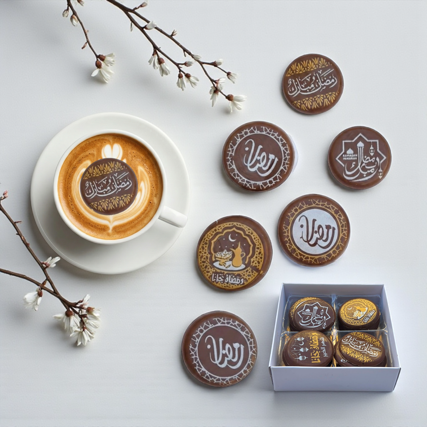 Ramadan Coffee Chocolate Discs  – 35 Pieces (Printable) شوكليت كوفي رمضانية  للطباعة – 35 قطعة