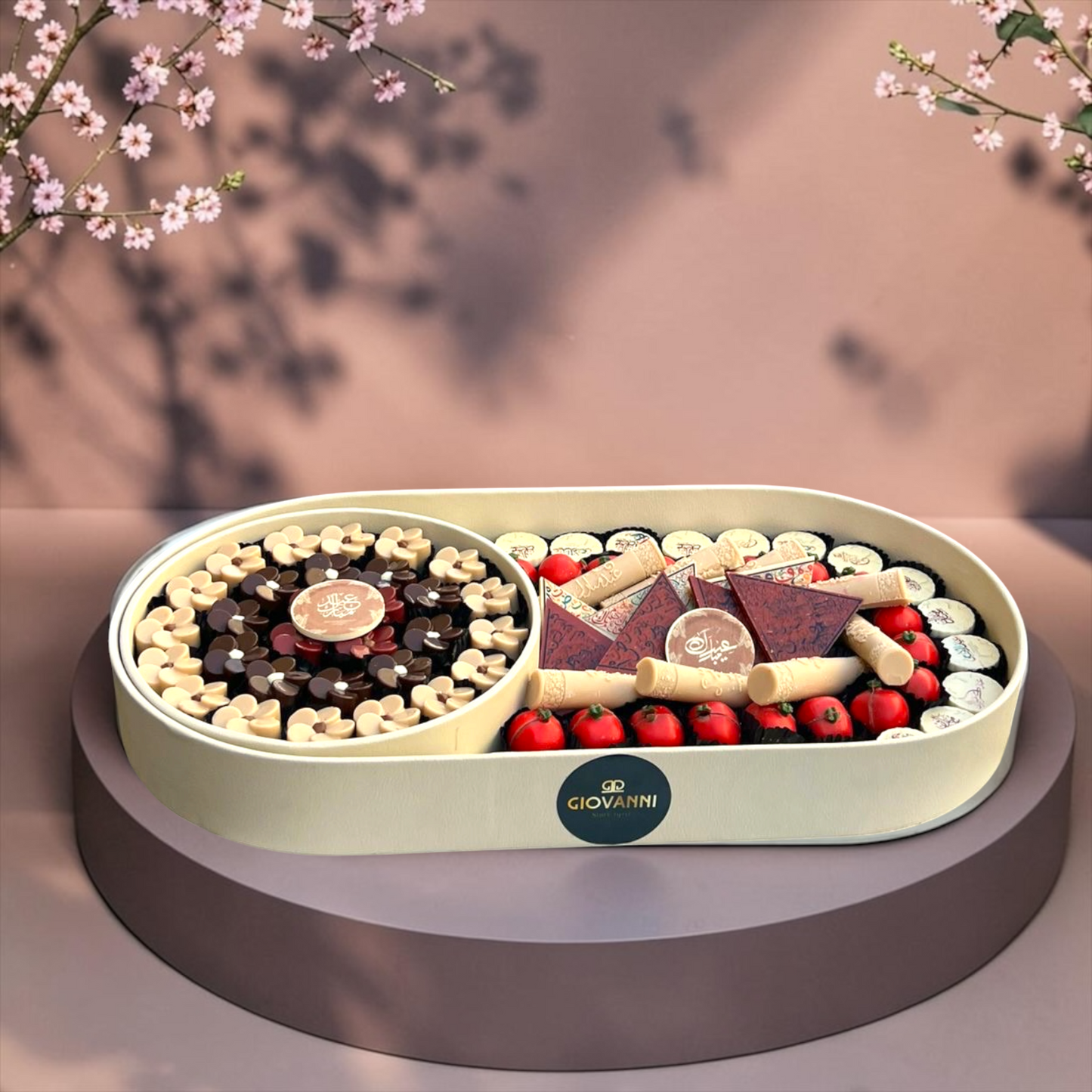 Giovanni Oval Jade Box with Assorted Belgian Chocolate | EO163