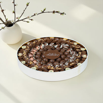 Luxury Round Chocolate Box – Taco, Volcano and Chocolate Bomb بوكس شوكليت دائري فاخر – تاكو وفلكانو وشوكليت بامب