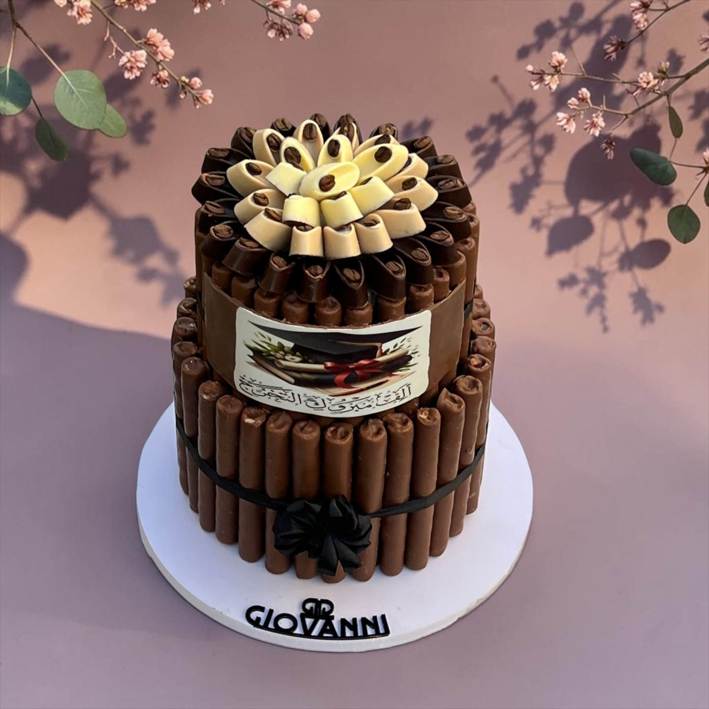 Graduation Fine Fair Chocolate Pyramid – 2 Tier (1.8 KG) | هرم شوكليت فاين فير طابقين – ثيم التخرج (1.8 كجم) | EO154