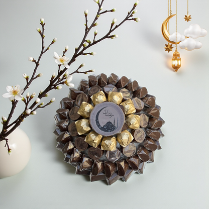 Luxury Porcelain Platter with Belgian Mixed Chocolates (Wrapped) صحن بورسلين فاخر مع شوكليت ميكس بلجيكي مغلّف