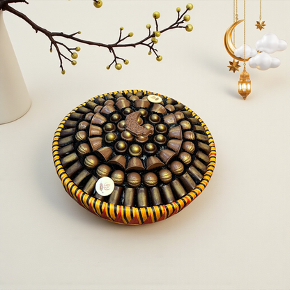 Luxury Palm Basket Platter with Ramadan Stuffed Chocolates  صحن خوص فاخر مع شوكليت رمضان بحشوات مميزة — 1 كجم