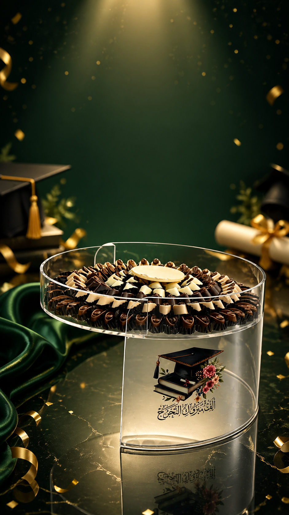 Graduation Transparent Acrylic Stand with Chocolate | E67