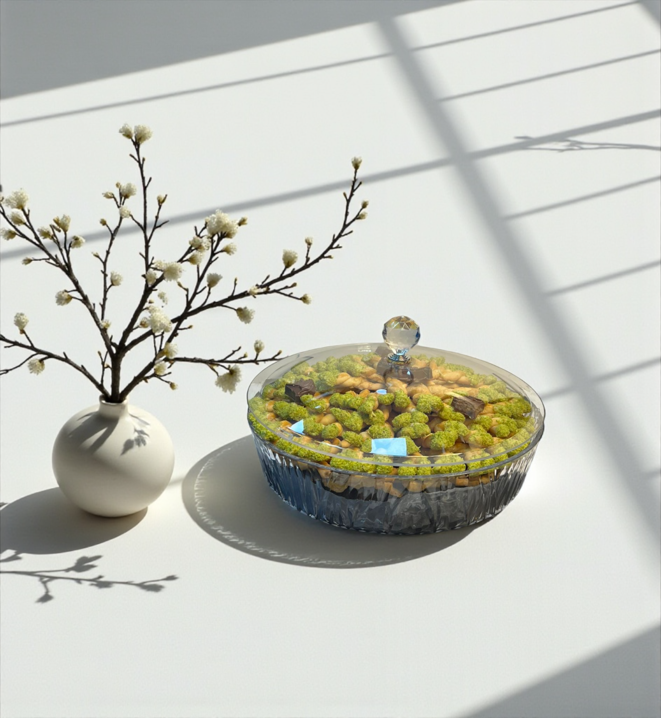 Luxury Savory Platter with Cheese, Chocolate & Pistachio صحن موالح فاخرة بالجبنة والشوكليت والفستق