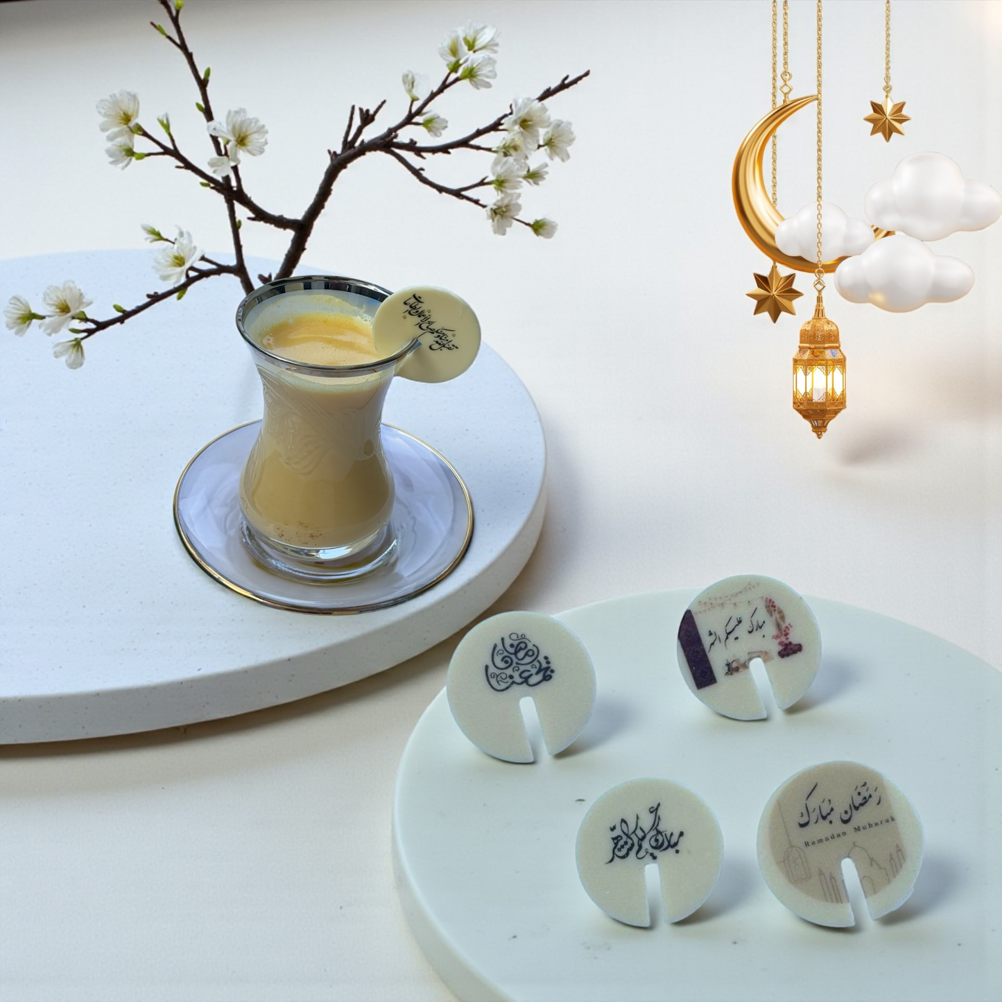 Ramadan Coffee Chocolate Discs with Hole – 35 Pieces (Printable) شوكليت كوفي رمضانية مثقوبة للطباعة – 35 قطعة