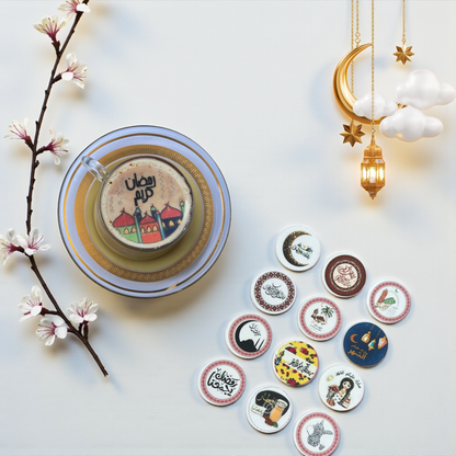 Edible Sugar Paper Drink Toppers – Ramadan Print – 12 Pieces (5 cm) ورق سكر صالح للأكل لتزيين المشروبات – طباعة رمضان – 12 قطعة (5 سم)