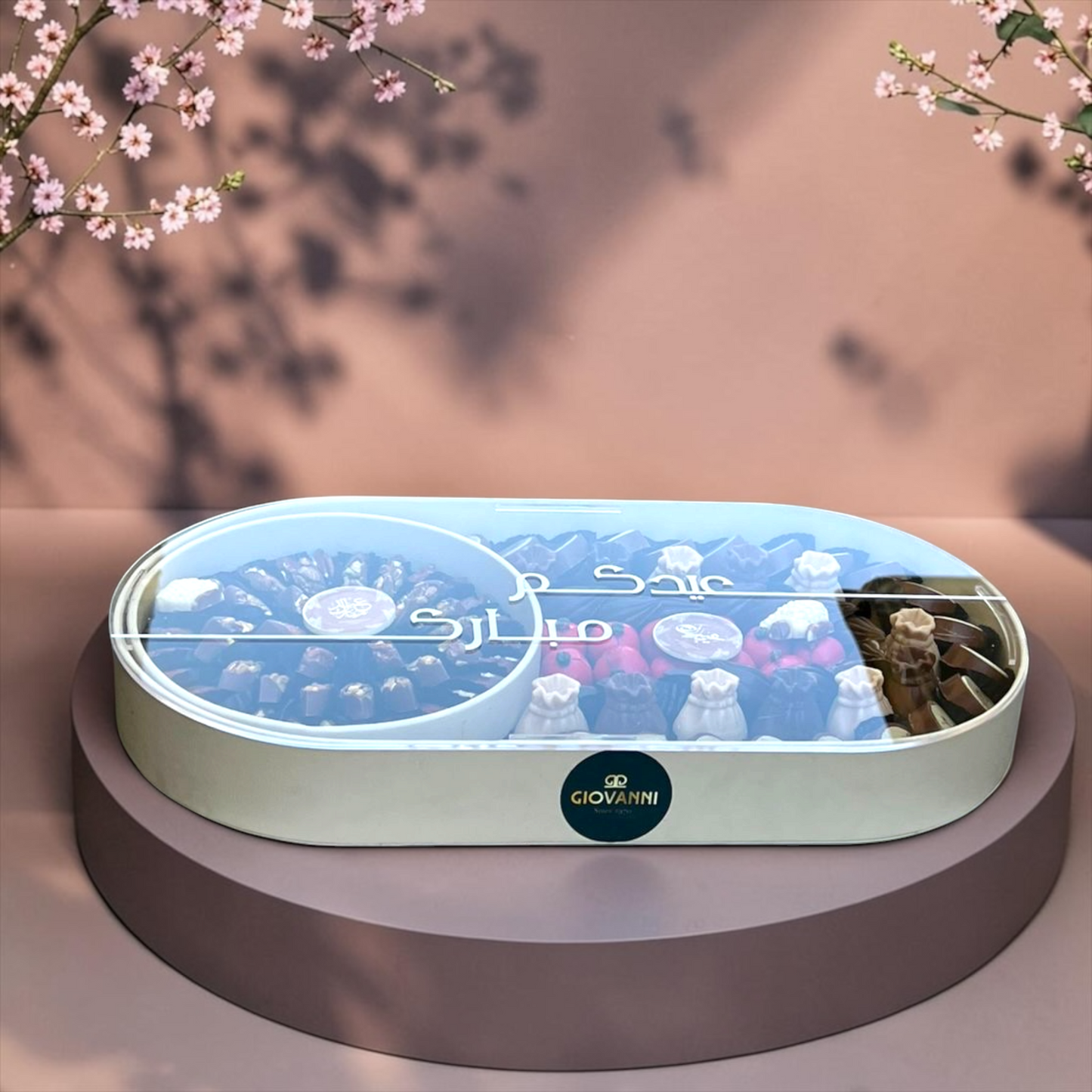 Giovanni Oval Jade Box with Assorted Belgian Chocolate | EO164