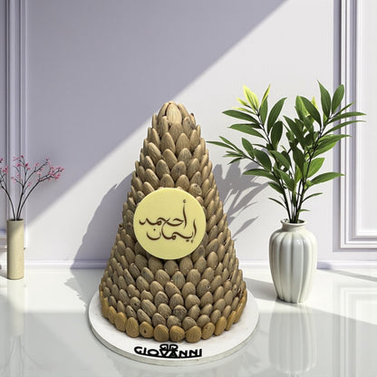 هرم شوكولاتة حبة اللوز بطباعة مخصصة
Almond Chocolate Pyramid – Custom Printed
