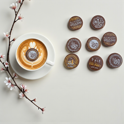 Ramadan Coffee Chocolate Discs  – 35 Pieces (Printable) شوكليت كوفي رمضانية  للطباعة – 35 قطعة