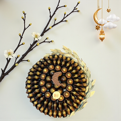 Elegant Metal Platter with Kinder Crunch, Nutella & Filled Chocolates  صحن ميتال راقي بحلاوة كيندر رهش ونوتيلا مع شوكليت محشوة