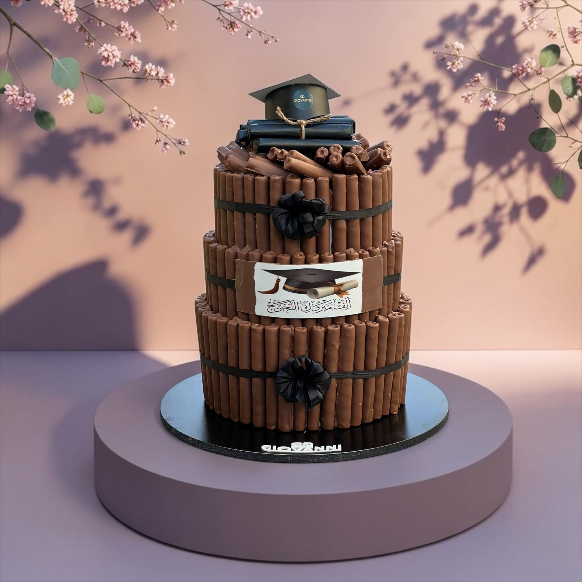 Graduation Fine Fair Chocolate Pyramid – 3 Tier (3 KG) | هرم شوكليت فاين فير ثلاث طوابق – ثيم التخرج (3 كجم) | EO155