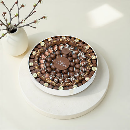 Luxury Round Chocolate Box – Taco, Volcano and Chocolate Bomb بوكس شوكليت دائري فاخر – تاكو وفلكانو وشوكليت بامب