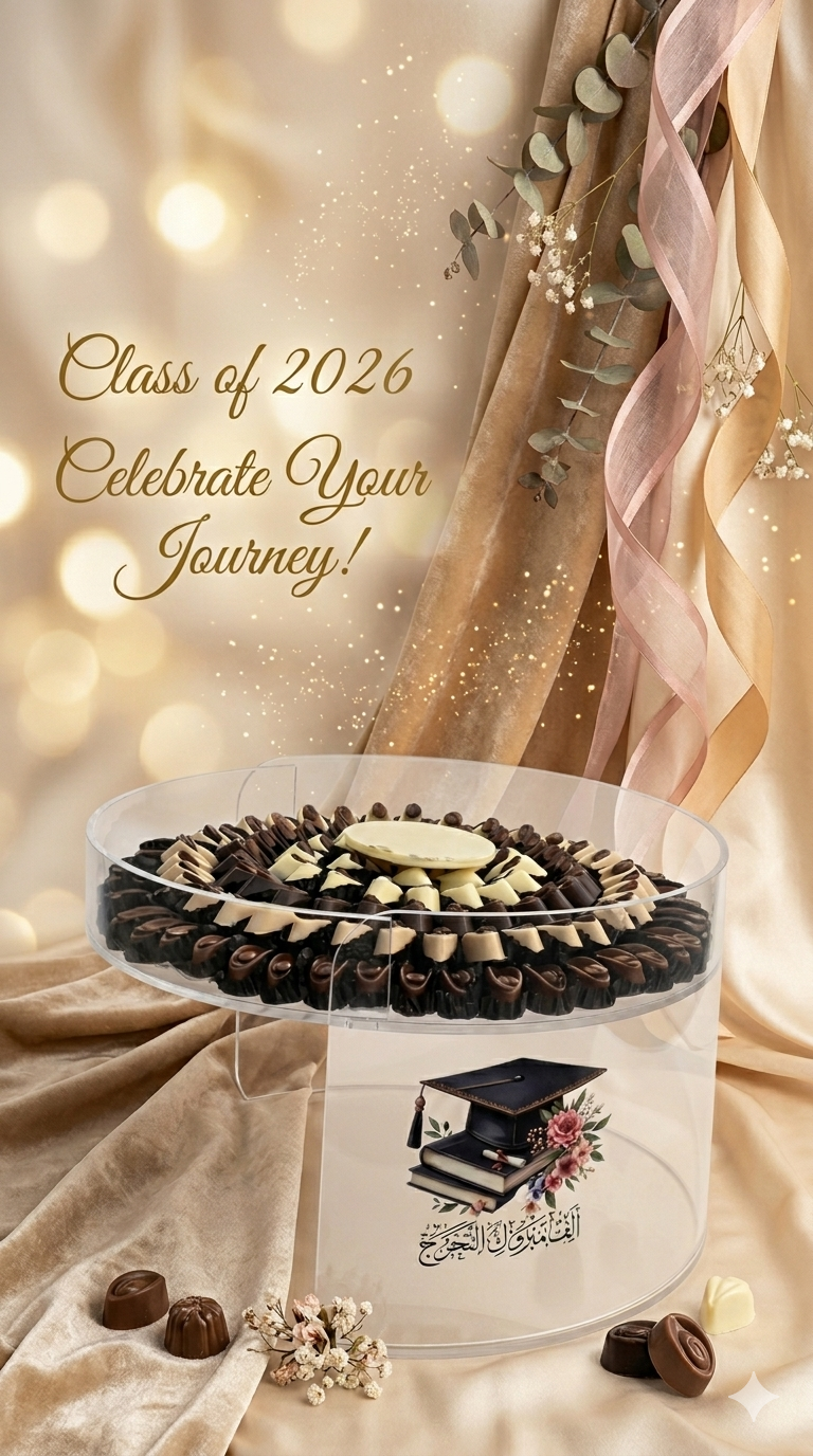 Graduation Transparent Acrylic Stand with Chocolate | E67