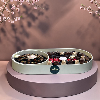 Giovanni Oval Jade Box with Assorted Belgian Chocolate | EO164