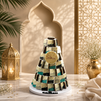 Printed Chocolate Pyramid Stand – Square Design | E201