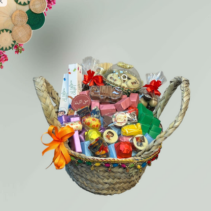 سلة تراثية من الخوص مع  شوكولا ميكس  – حق الليلة