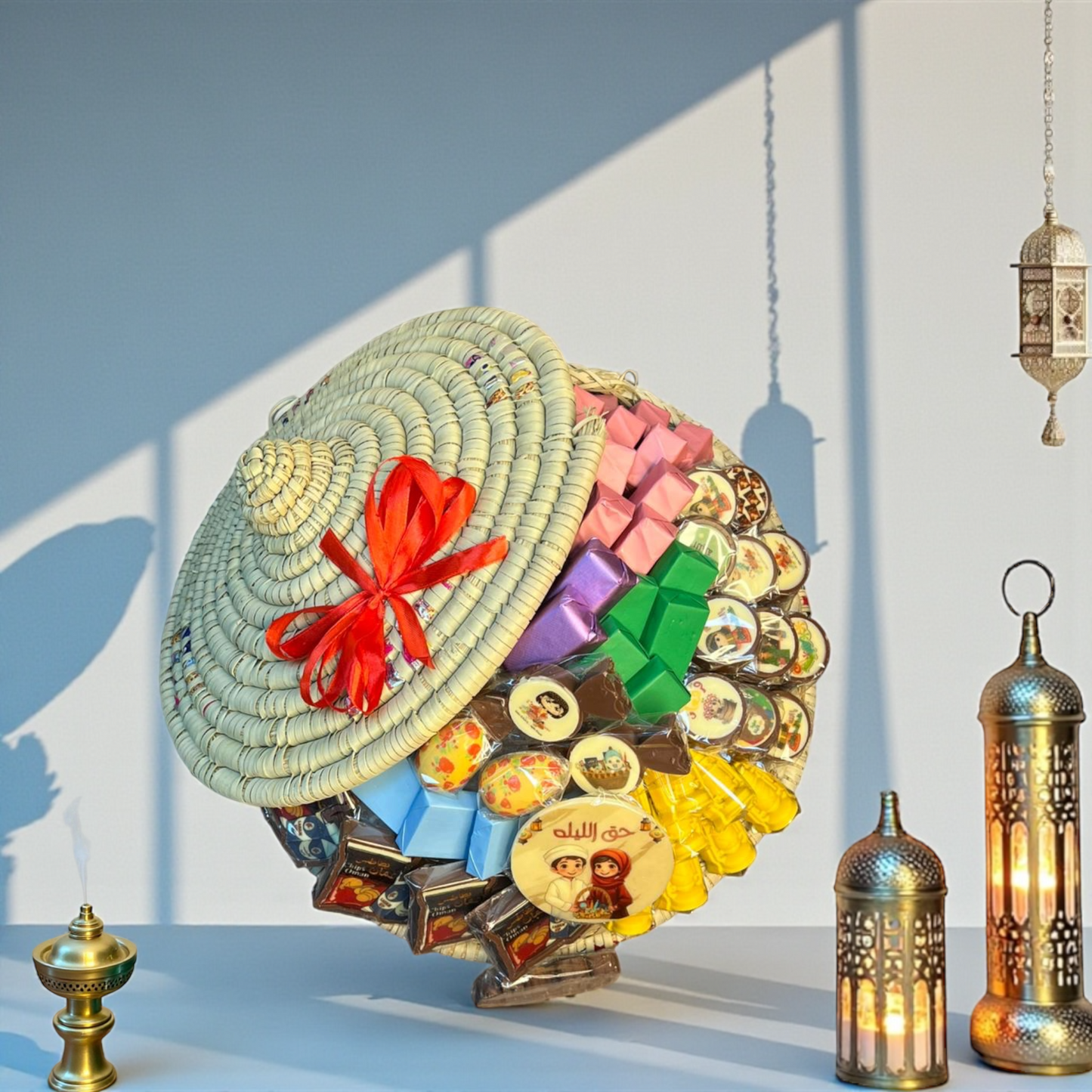 سلة تراثية من الخوص مع  شوكولا ميكس  – حق الليلة