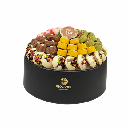 Black Orchid Luxury Package – Belgian Chocolate, French Petit Four & Almond Chocolate Platter | E209