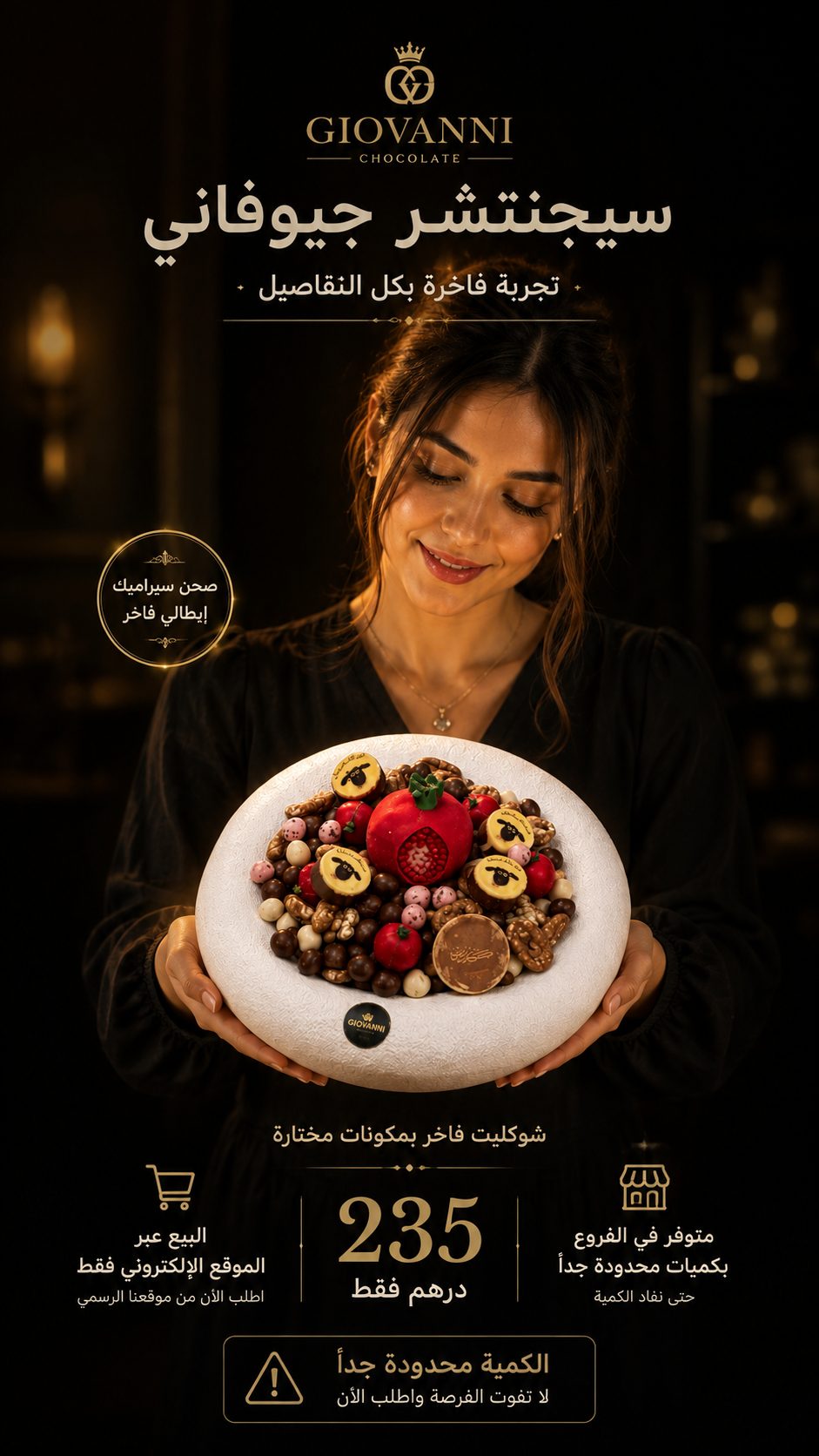Signature Italian Porcelain Platter with Assorted Belgian Chocolate E210
