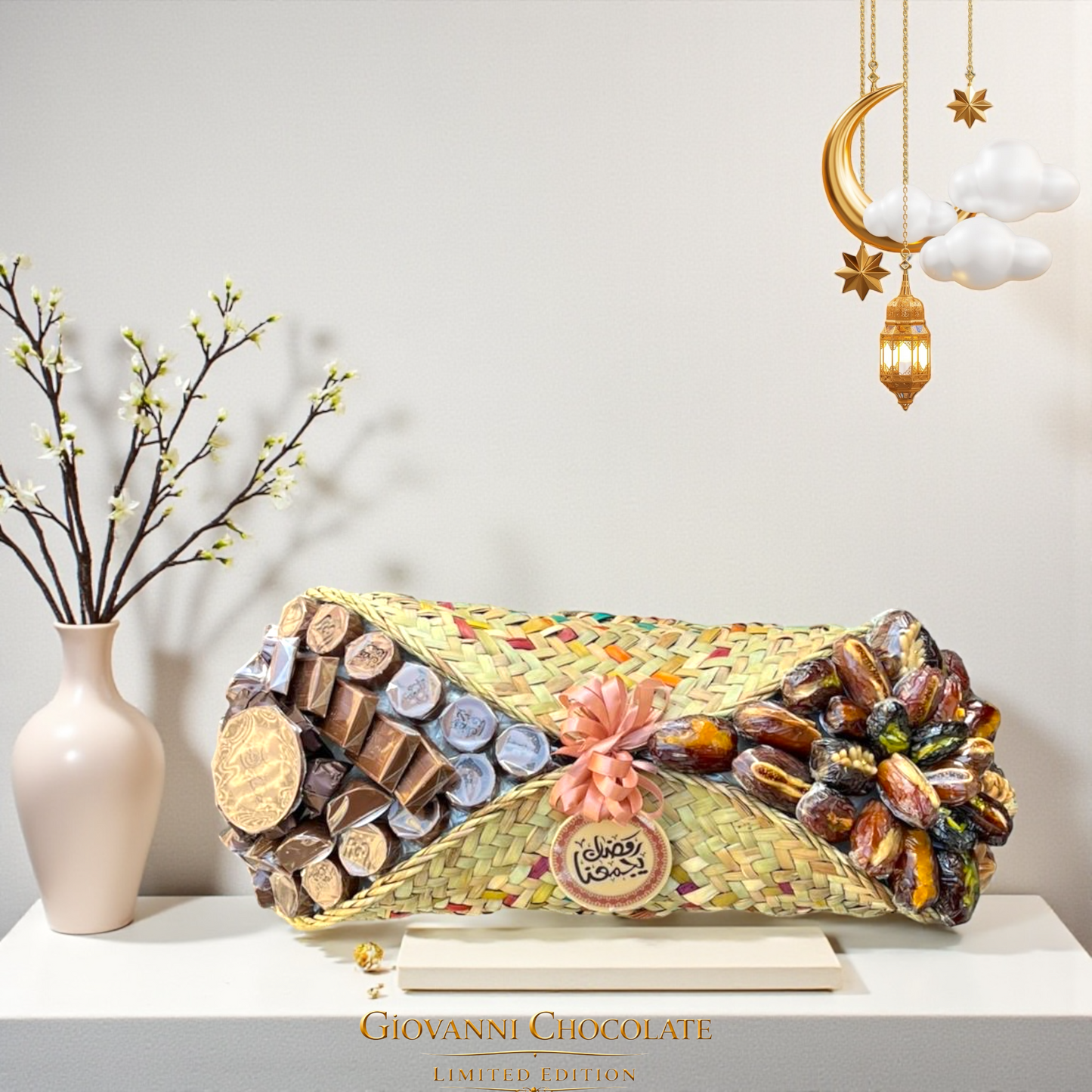 Luxury Palm Basket with Dates & Chocolate سلة خوص فاخرة بالتمور والشوكولاتة