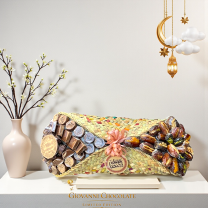 Luxury Palm Basket with Dates & Chocolate سلة خوص فاخرة بالتمور والشوكولاتة