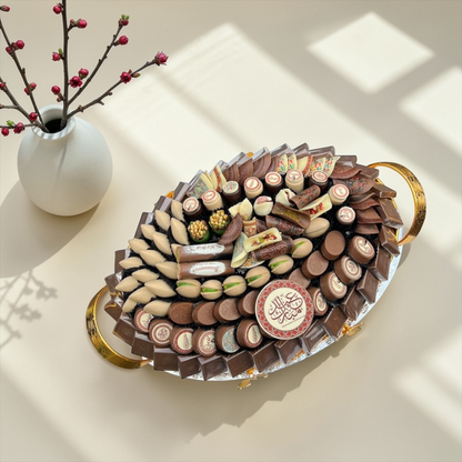 Luxury Belgian Chocolate Golden Platter | صحن ذهبي فاخر مع تشكيلة شوكليت بلجيكي