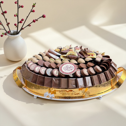 Luxury Belgian Chocolate Golden Platter | صحن ذهبي فاخر مع تشكيلة شوكليت بلجيكي