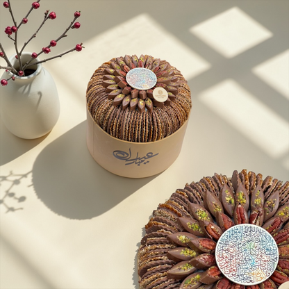 Sesame Fan Chocolate Leather Platter | صحن جلد مع شوكليت المروحة بالسمسم