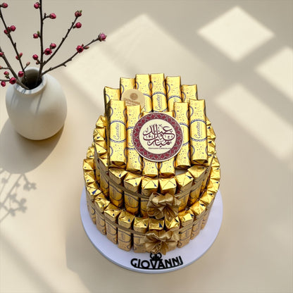 French Gavotte Biscuit Pyramid with Eid Chocolate | هرم بسكويت جافوت فرنسي مغلف مع شوكليت بثيم العيد