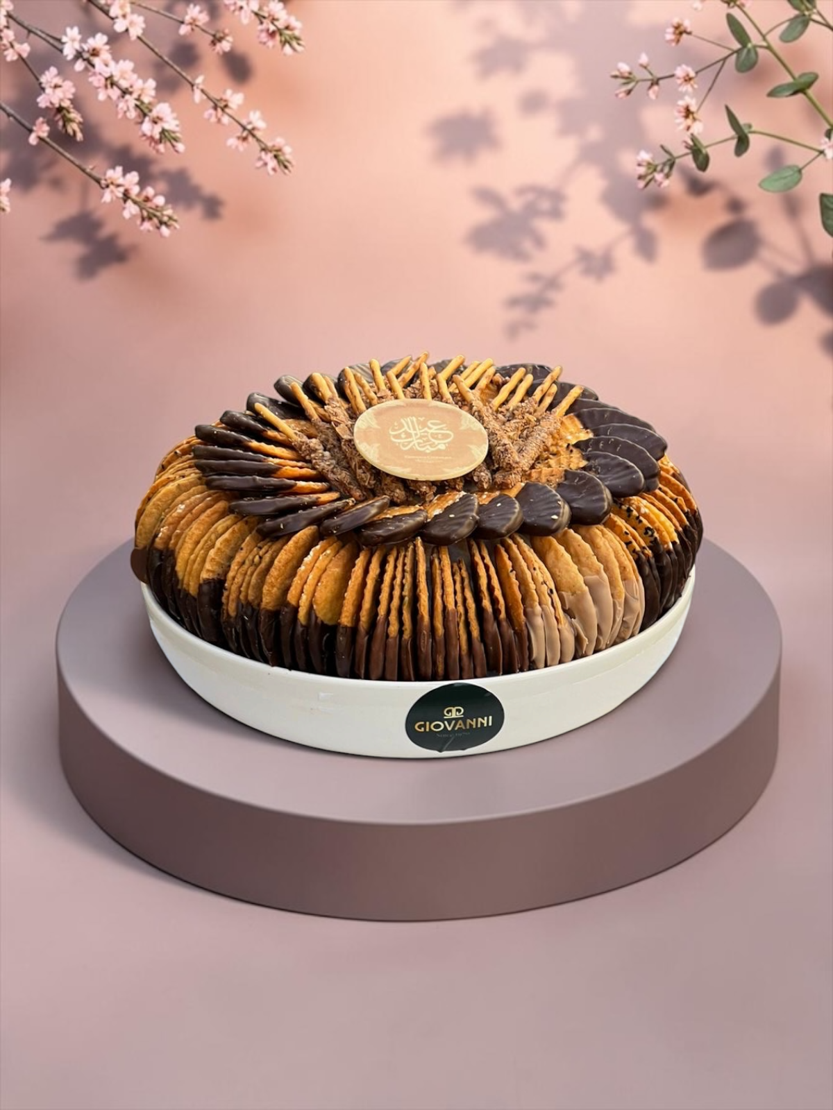 Ceramic Platter – Chocolate-Dipped Fan Wafers | EO140