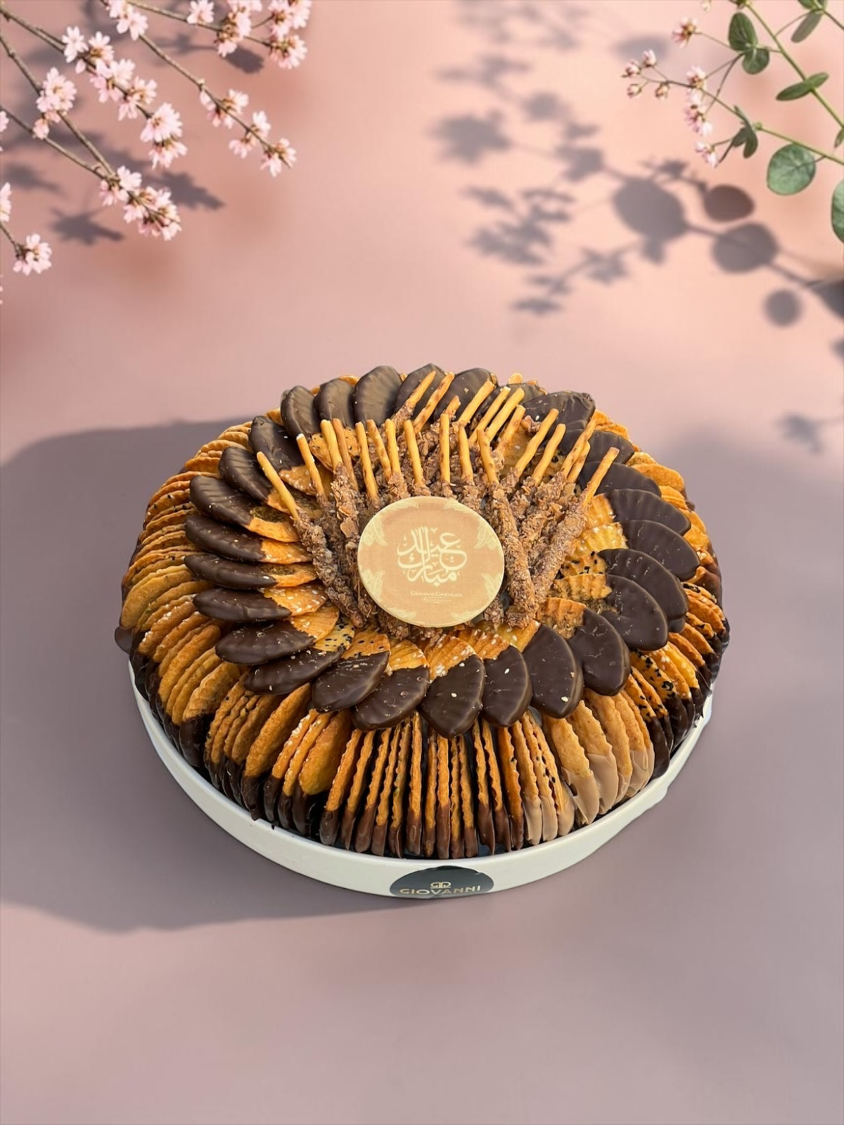 Ceramic Platter – Chocolate-Dipped Fan Wafers | EO140
