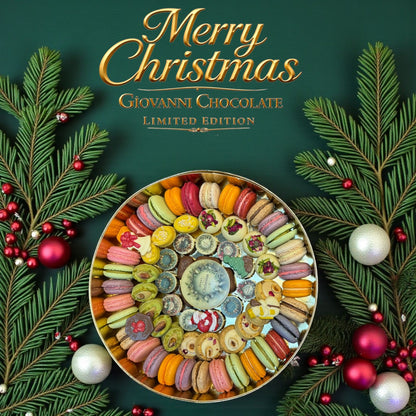 Luxury Christmas Chocolate Box – Macarons, Cookies & Printed Chocolates