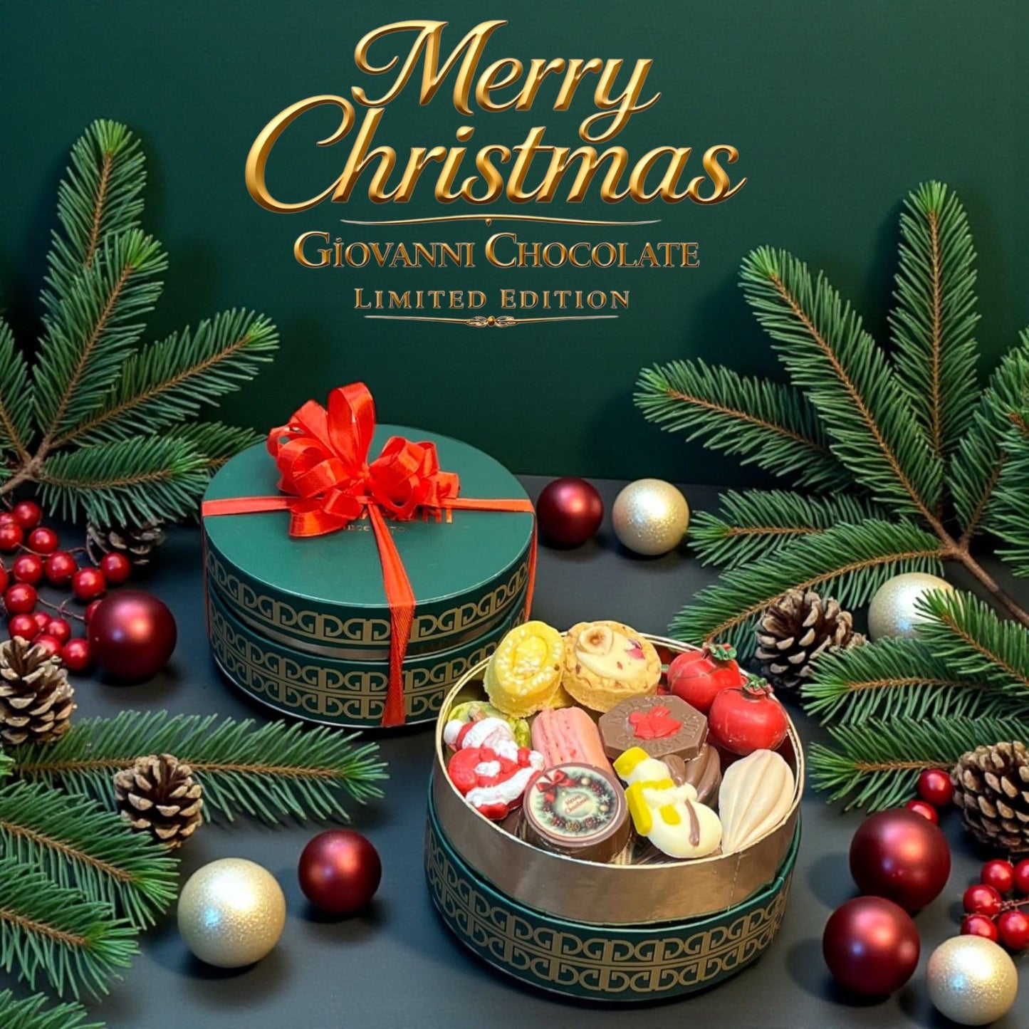 Luxury Christmas Chocolate Box – Macarons, Cookies & Printed Chocolates Small